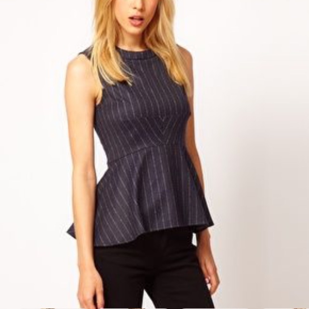ASOS Pinstripe Peplum Top- EUC